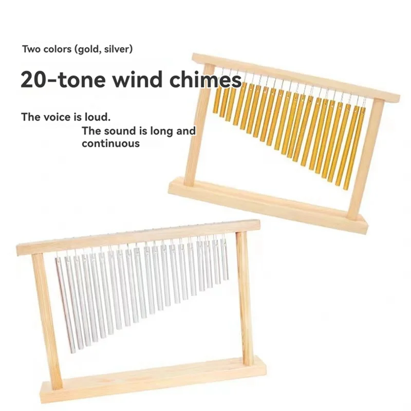 

ABVH-Sound 20-Tone Wind Chimes, Wooden Frame Playing Instrument With Stick For Home A