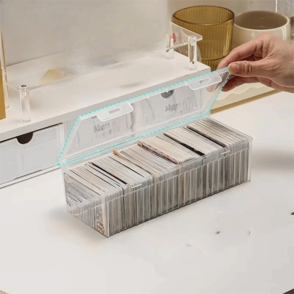 Clear Plastic Card Storage Box Compartmentalized Adjustable Dividers Card Organizer Box Dust Resistant Adjustable Divider