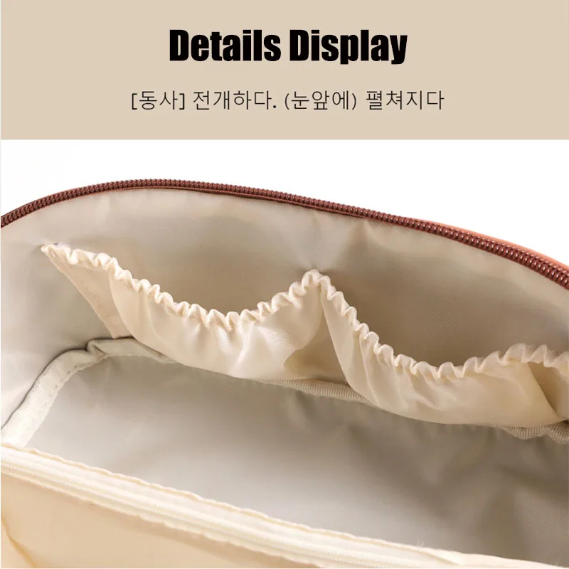 LOERSS Simplicity Make Up Bags for Women Large Capacity Waterproof Storage Bags Solid Color Lattice Comestic Handbags New Design