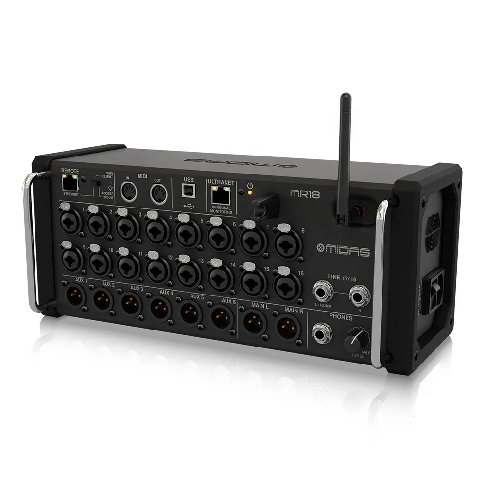 

Midas MR18 Digital Mixer Studio Speaker 18 Inputs Mini Rack Mixers Pa Systems Indoor Stage Performance