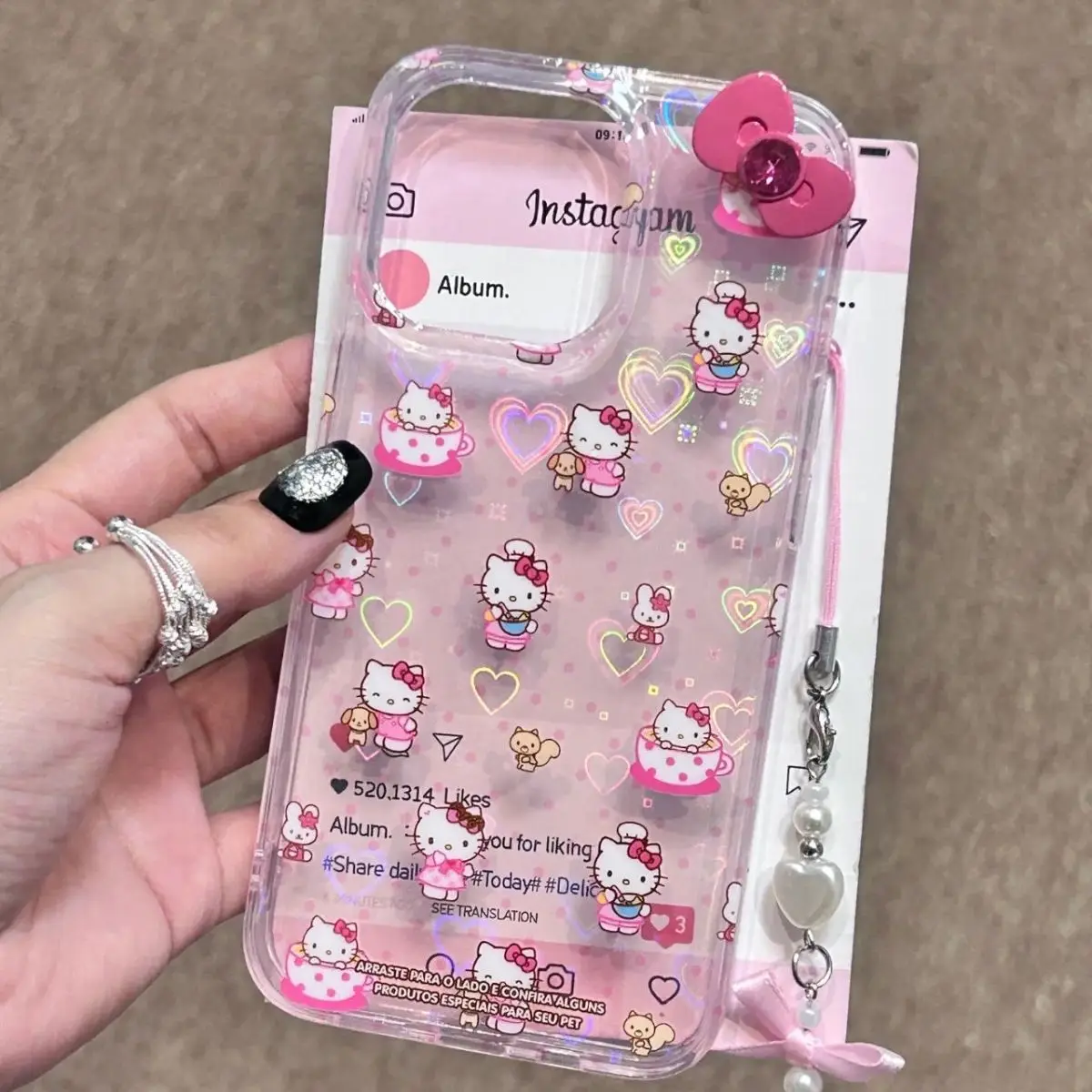 Sanrio Hello Kitty Full Screen KT Phone Case For iPhone 15 14 13 12 11ProMax XR XS MAX 78Plus Y2K Girl Cute Anti Fall Back Cover