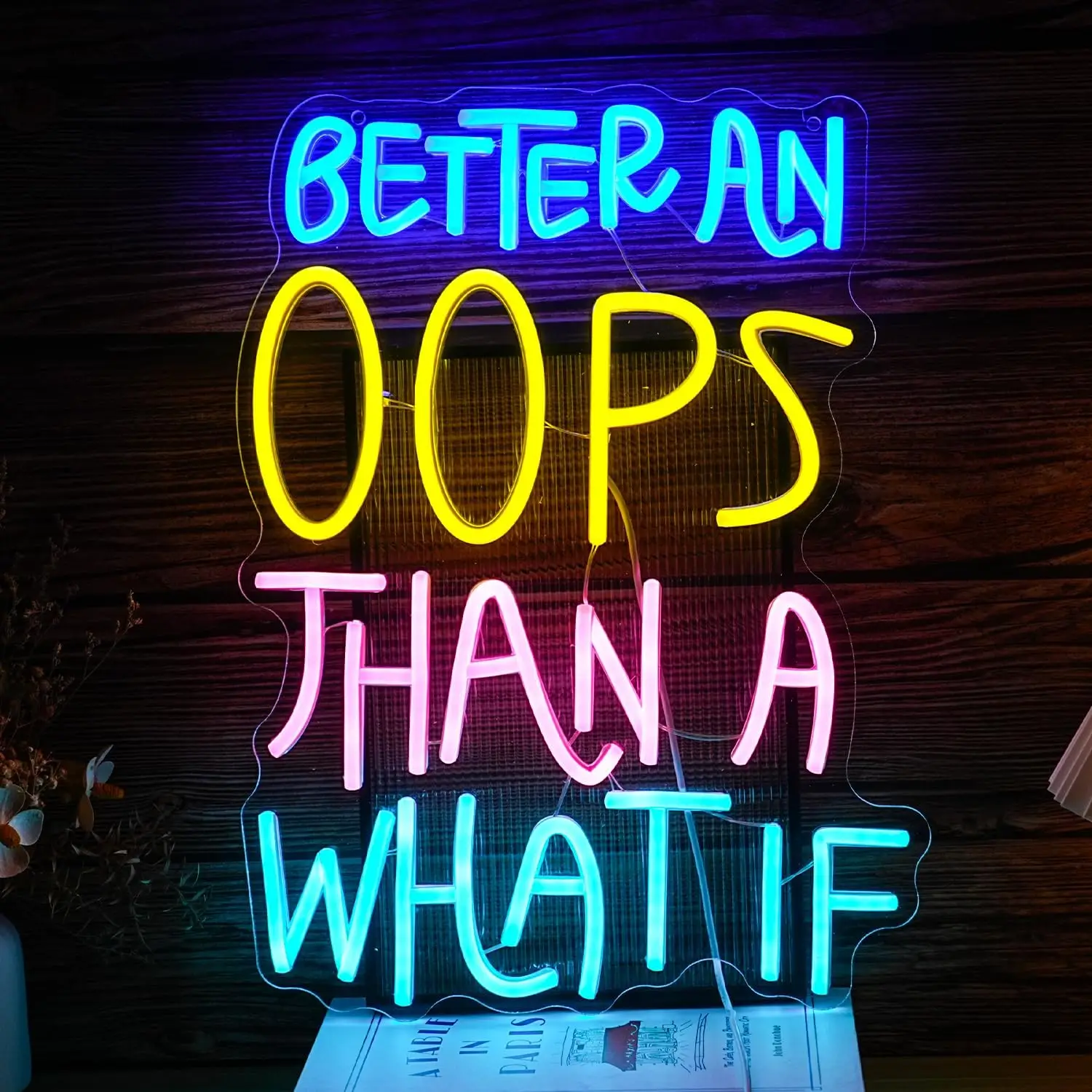 

Неоновая вывеска Better An Oops Than A What, неоновые огни для спальни, офиса, класса, вечеринки, декор, эстетика, подарки на день рождения