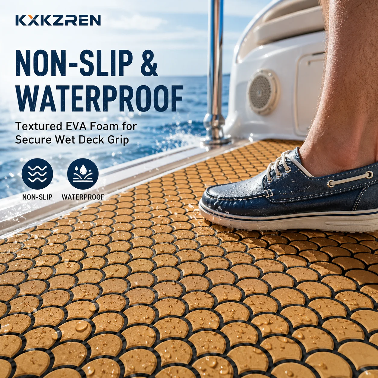 KXKZREN 2400x1200mm EVA Foam Boat Flooring Pad Fish Scale Marine Decking Sheet Self Adhesive Yacht Mat Non Slip Carpet Accessory