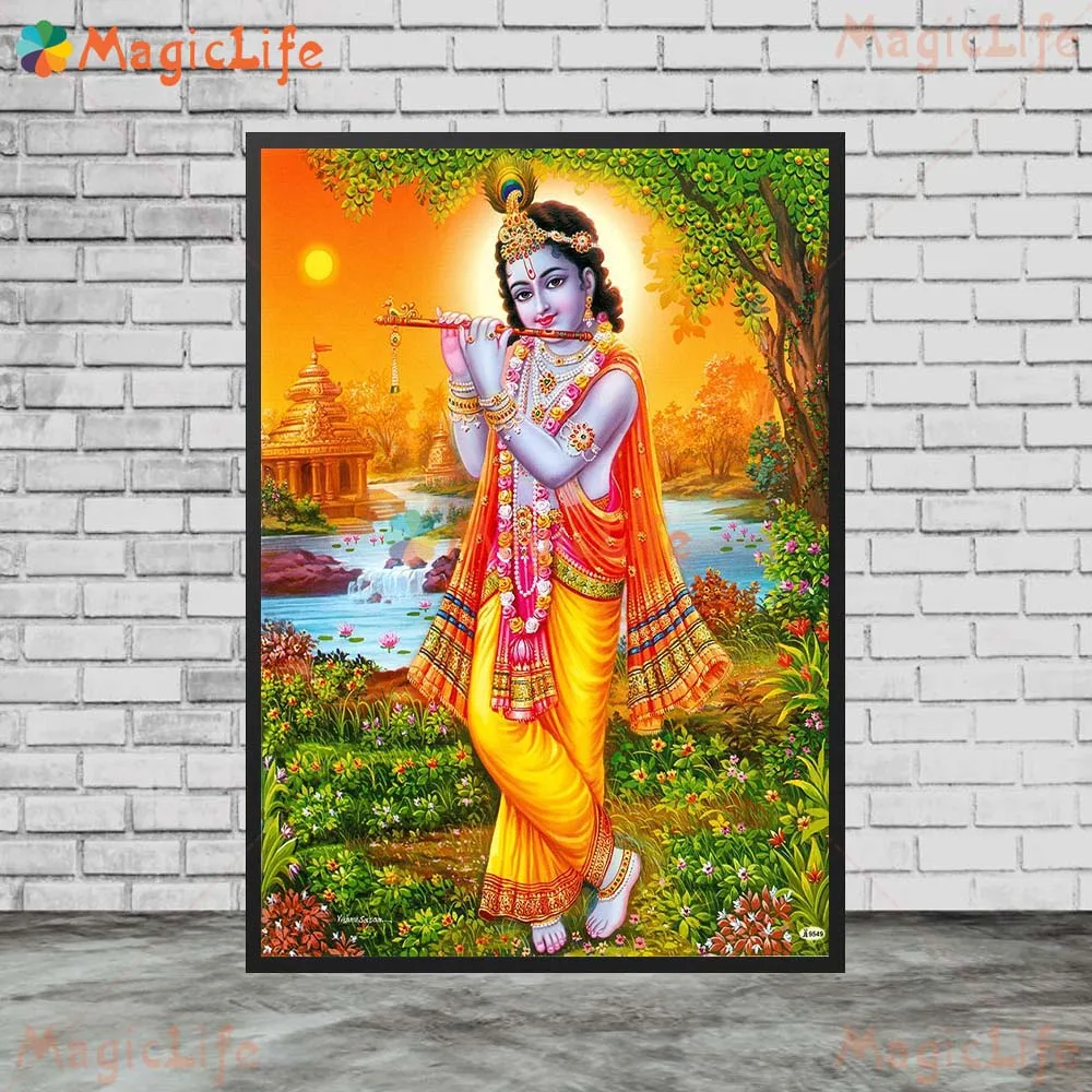 Indian Religion Krishna Radha Krishna Wall Pictures For Living Room Nordic Poster Wall Art Canvas Painting Home Decor Unframed
