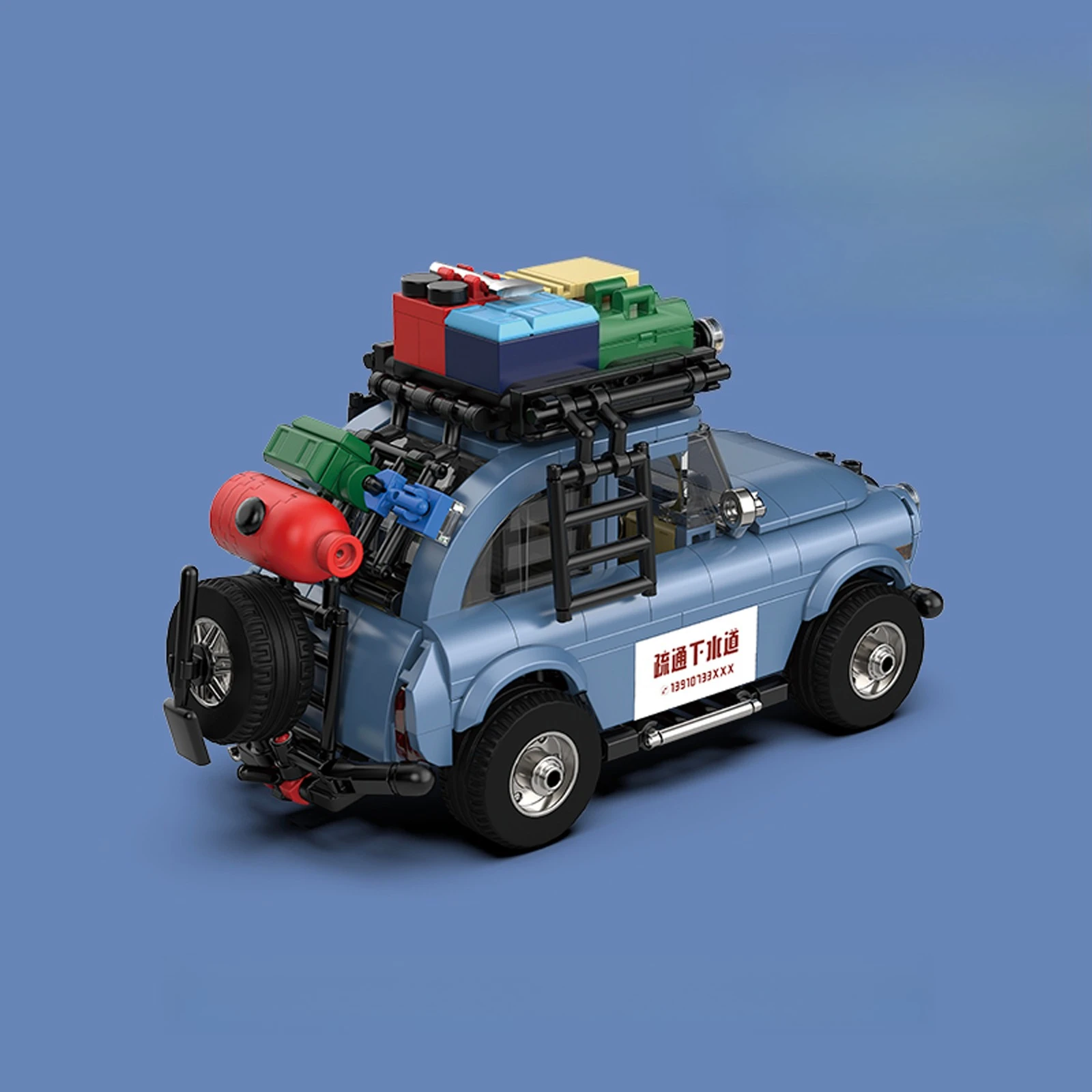 MOC アンロックアウトサービスカーモデルビルディングブロックディスプレイケース付き PB8859 組み立て済み食品車両コレクタブルおもちゃミニレンガギフト