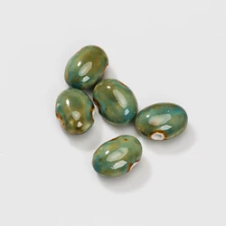 Artisan Oval Ceramic Beads 24*18*11mm High-Temperature Glazed, Large Hole for Jewelry Making, 5pcs Pack