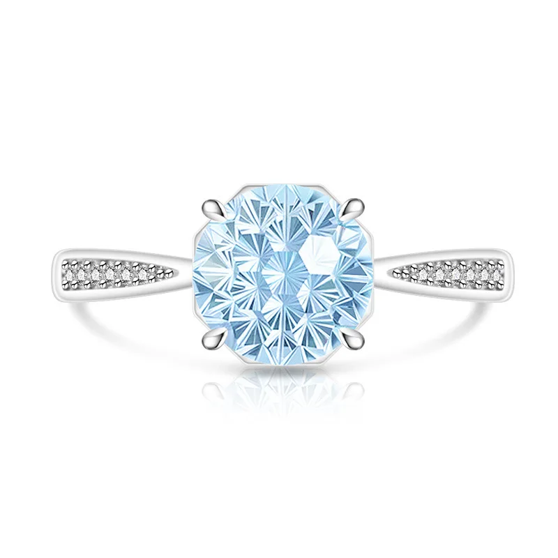 925 Sterling Silber Romantischer Millennium Cut Hochkarätiger Diamant Damen Eleganter Schlichter Ehering Liebhaber-Schmuck – Detail 17