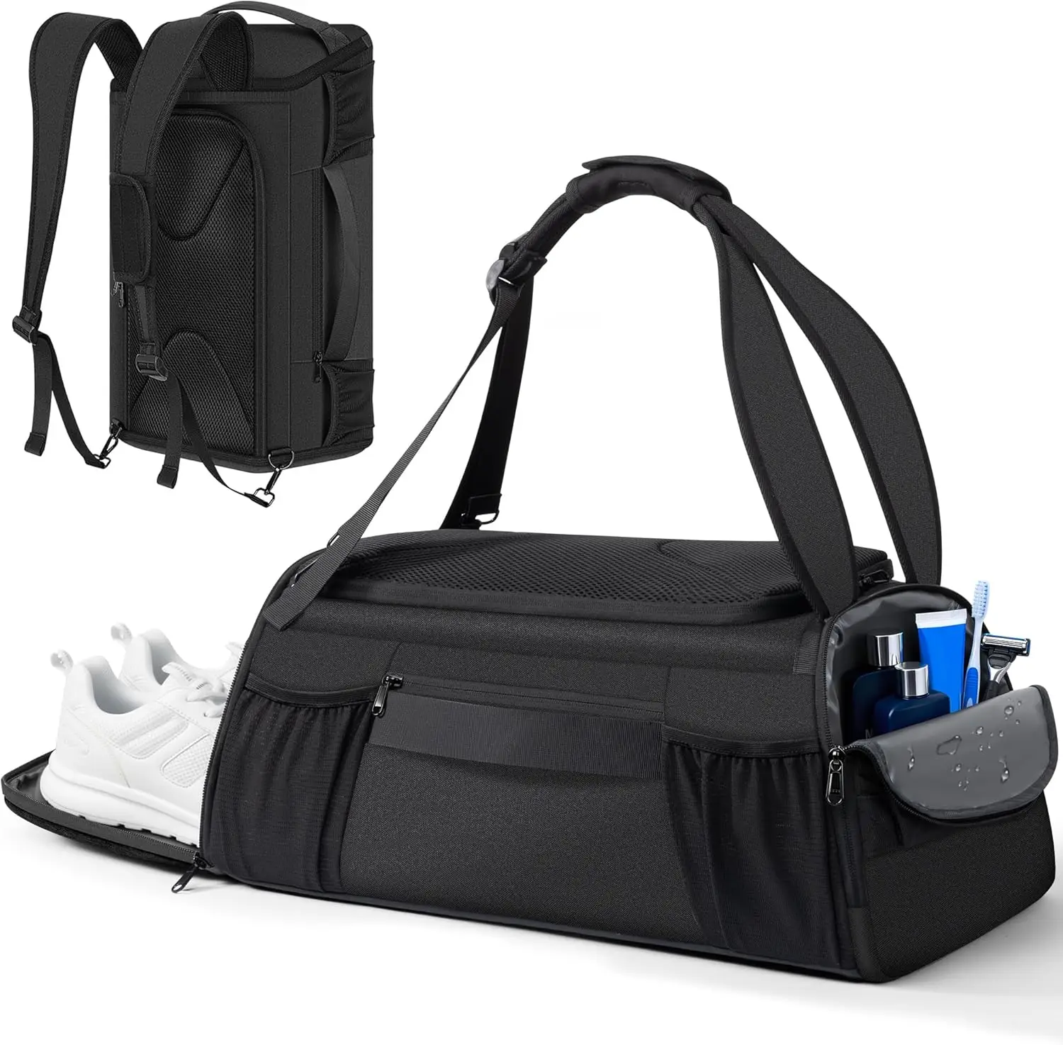 

Gym Bag with Shoes Compartment, Waterproof Duffle Travel Backpack for Men Women, Overnight Carry On with Wet Pocket