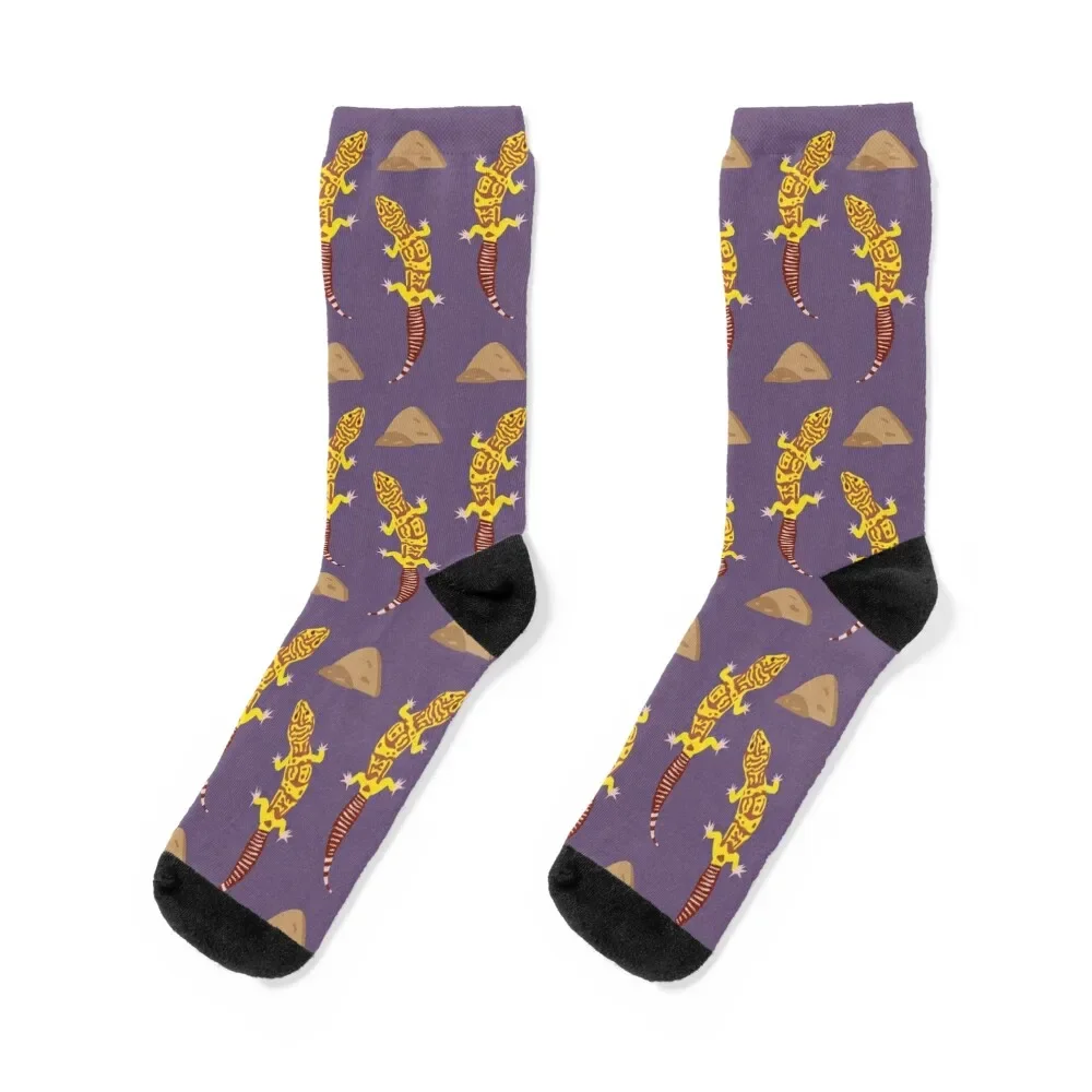 Leopard Gecko Pattern Socks Rugby cartoon Socks Men Women's