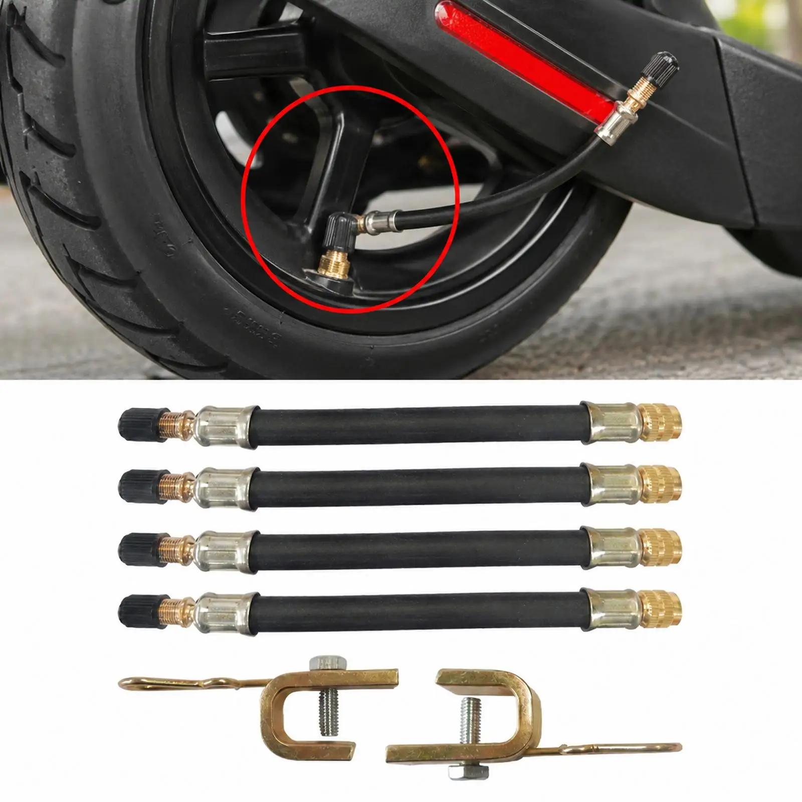 Tire Valve Extension 140mm Stainless Steel Rubber Wheel Transit Adapter for Truck Bus Heavy Load Vehicle Compatible Accessory