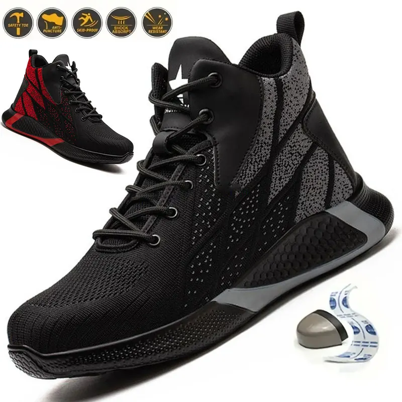 Steel Toe Safety Shoes Men Work Shoes Sneakers Lightweight Anti-Smash Anti-Puncture Safety Shoes Men Indestructible Mining Boots