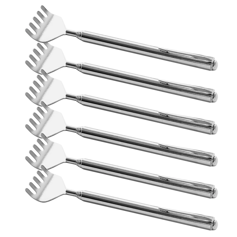 

6pcs Stainless Steel Back Scratcher Telescoping Retractable Manual Scratch Tool Portable Lightweight Travel Business Use Durable