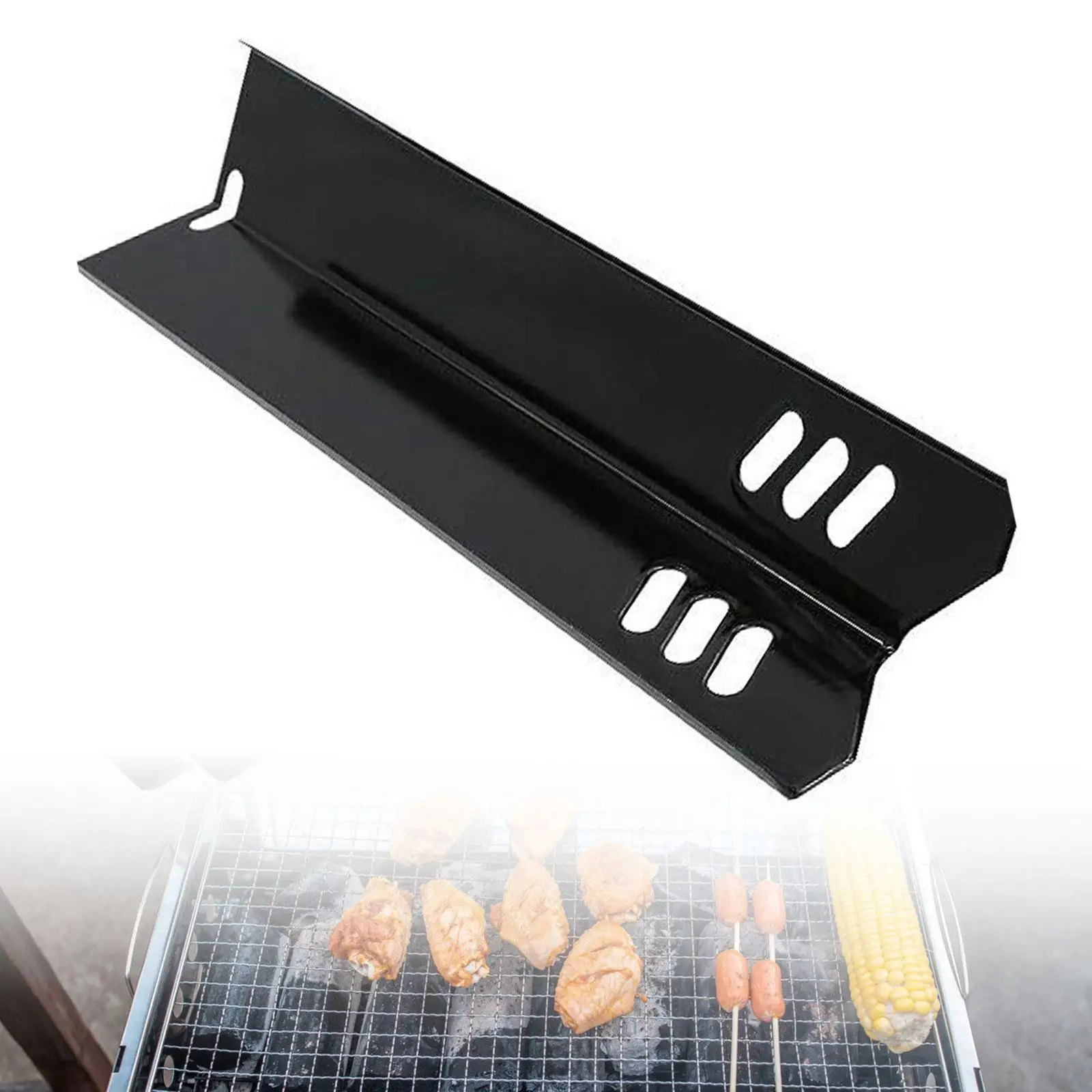 Porcelain Enamel Heat Plate Grill Burner Cover Outdoor BBQ Deflector for Home Patio Barbecue Cooking
