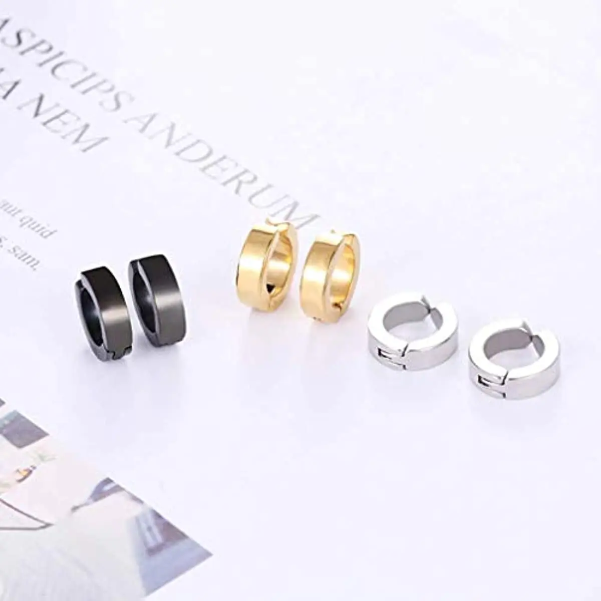 1/6 Pairs Stainless Steel Cross Pendant Clip Earring Non Piercing Fake Hoop Stud Earrings for Men Women Fashion Jewelry