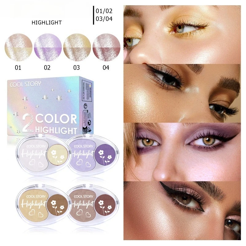 Putty Highlighter Palette Intense Shimmer Baked Powder for Face Eyes and Body Contouring All Day Wear Waterproof for Party Daily