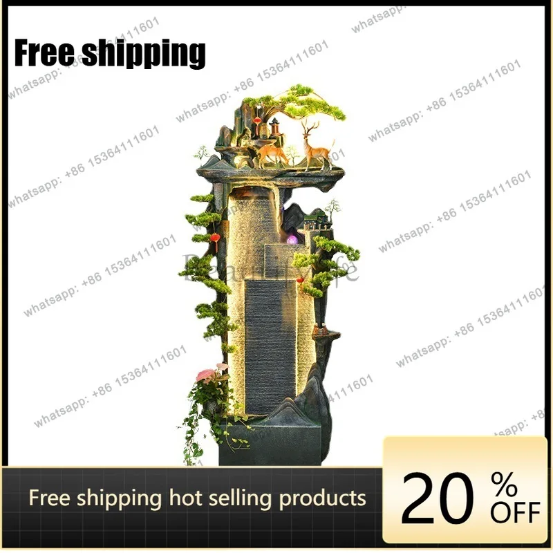 Chinese rockery, flowing water fountain, water curtain wall landscape, office humidifier