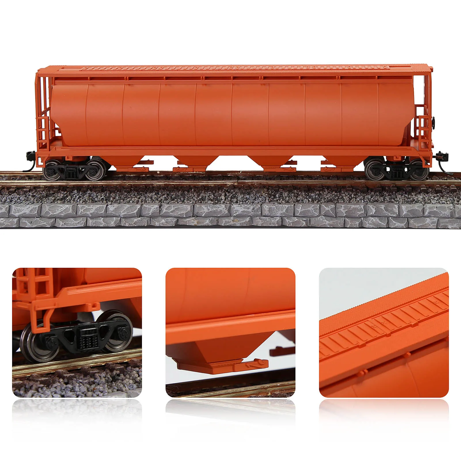 Evemodel Trains HO Scale Covered Cylindrical Grain Hopper Model Wagons Rolling Stock C8744