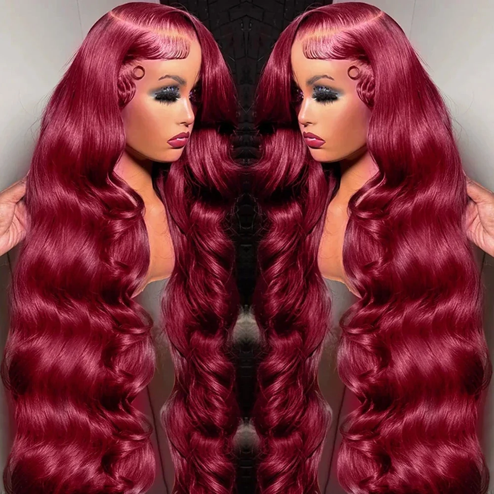 Glueless Wig Human Hair Body Wave 99J Burgundy 7x5 Lace Frontal Wigs Brazilian Wear Go 13x4 Lace Front Wigs Preplucked For Women