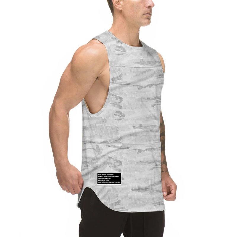 Débardeur en maille sans manches pour hommes, chemise de Fitness, à séchage rapide, imprimé, respirant, à la mode, col rond, nouvelle collection