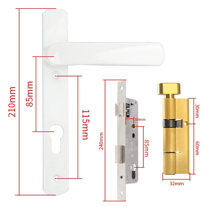 White 8530 Single‑Point Casement Door Lock Handle Broken‑Bridge Aluminum Plastic‑Steel Aluminum Alloy Balcony Door Lock Hardware