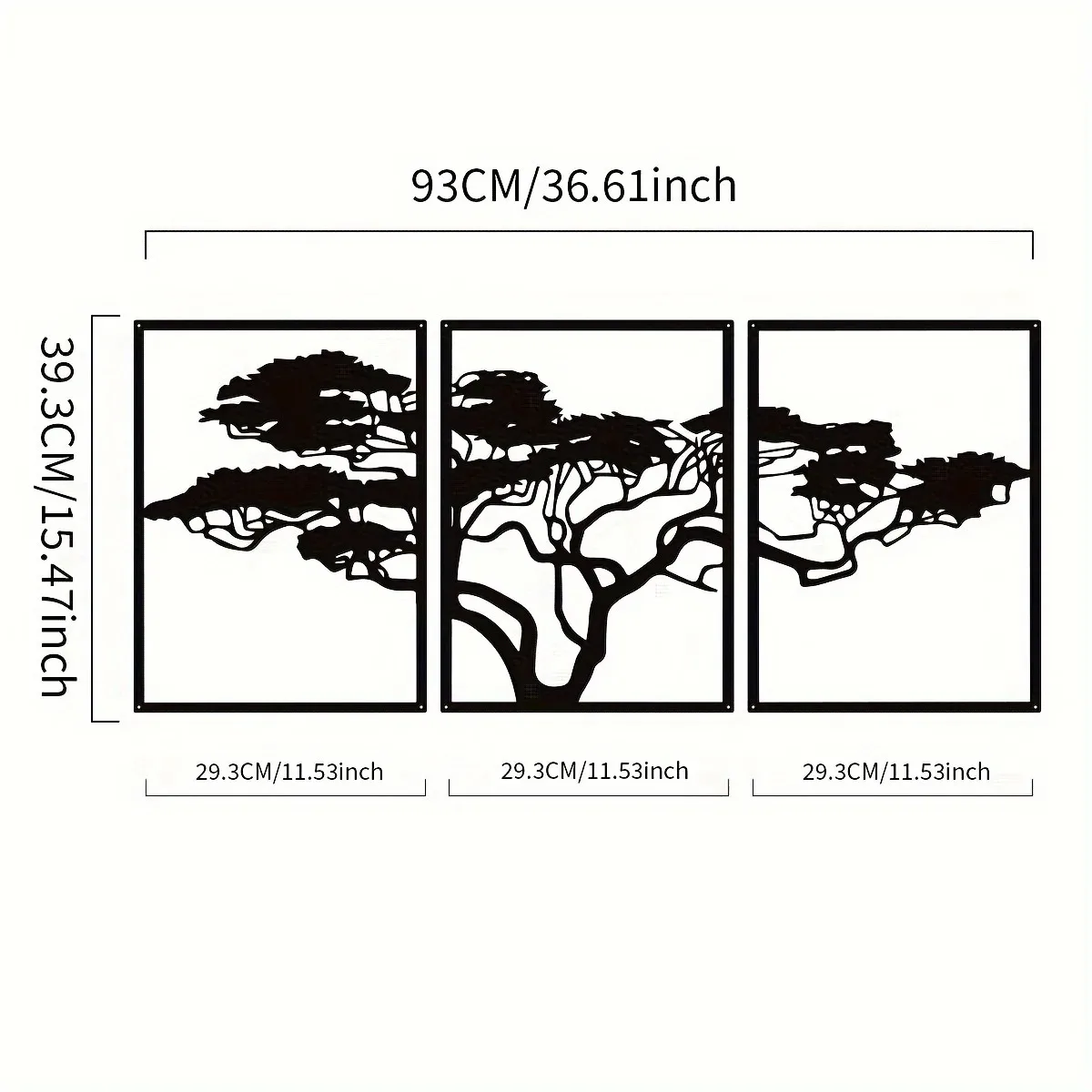3pcs Black Metal Wall Art Decor Tree Of Life Metal Tree Wall Art Tree Sign Metal Wall Decoration Wall decoration, Wall Sticker