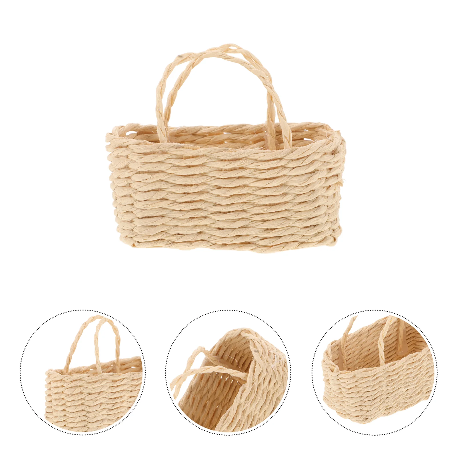 

Basket House Miniature Floral Arrangement for Dollhouse to Weave Woven Bamboo Grass Colorful Baskets