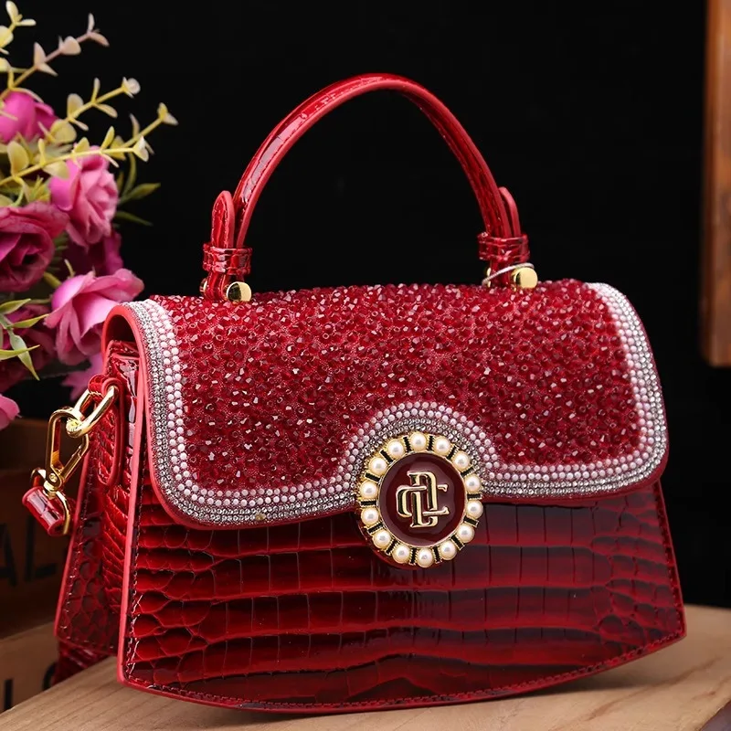 

Handbag 2026 new fashionable diamond inlaid elegant middle-aged women's mother bag crossbody light luxury women's bag