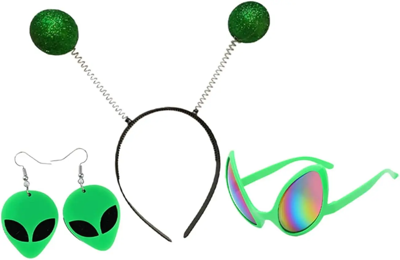 Party Decor Styling Adults Ear Earrings Head for Glasses Green Hair Pendants Accessories Martian Favors Alien with 