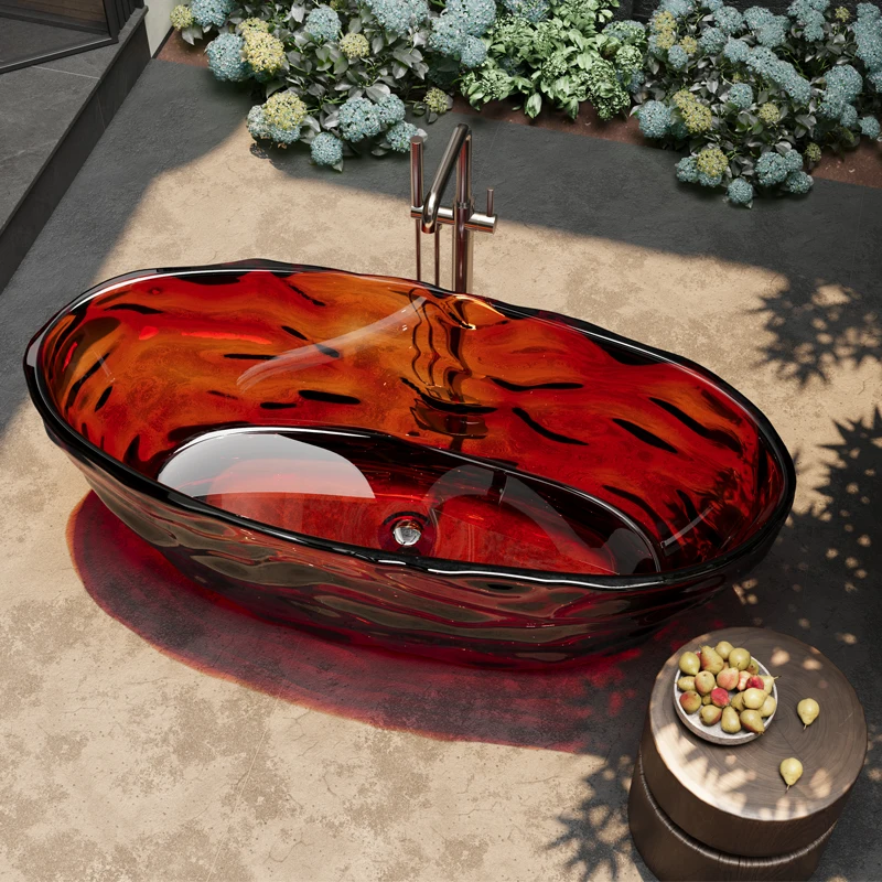 *a* Modern High-Quality Transparent Resin Wave-Shaped Bathtub  in Bathroom  Apartment Use