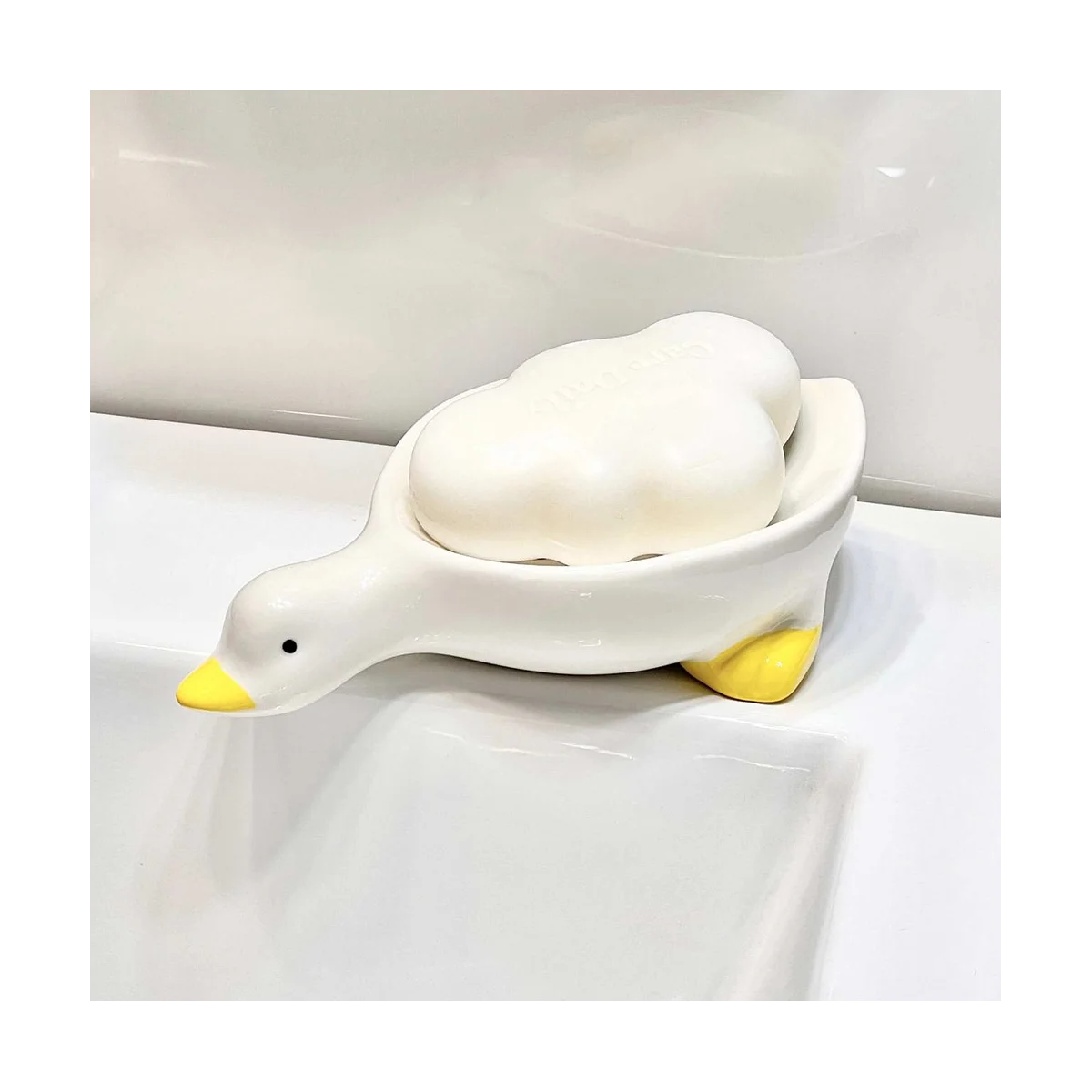 Keramik seifens chale mit Abfluss, weiße niedliche Tiers eifen schale für Dusch bad, selbst entleeren der Keramik seifen halter