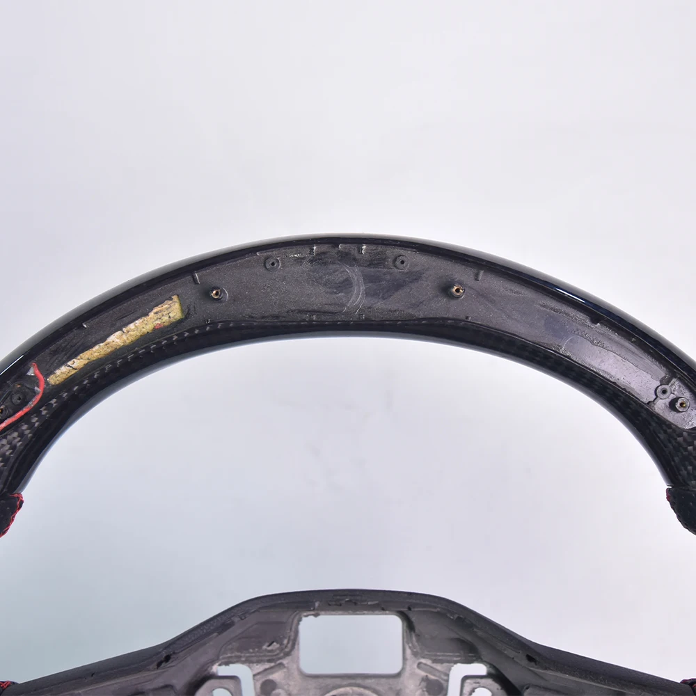 Sport Carbon Fiber Genuine Leather Steering Wheel With Multi-Color Cool LED Light For Volkswagen MK8