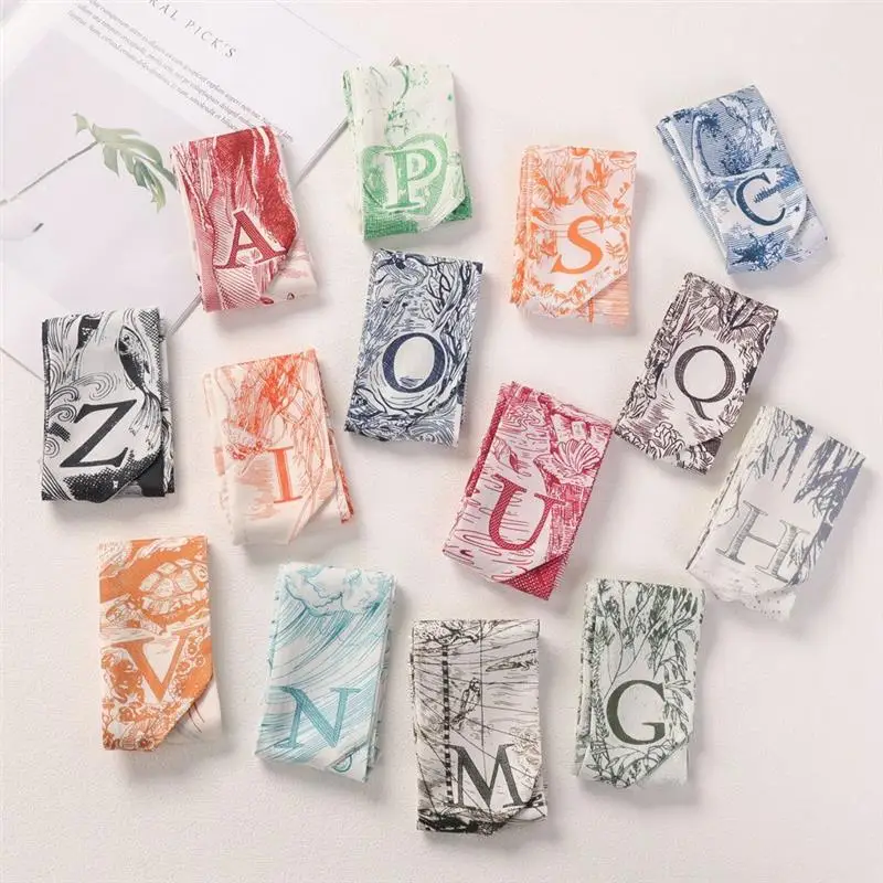 

Fashion Letter Skinny Silk Scarf Women's Versatile Hair Ribbon, Headband & Wrap for Neck, Bags & Wrists