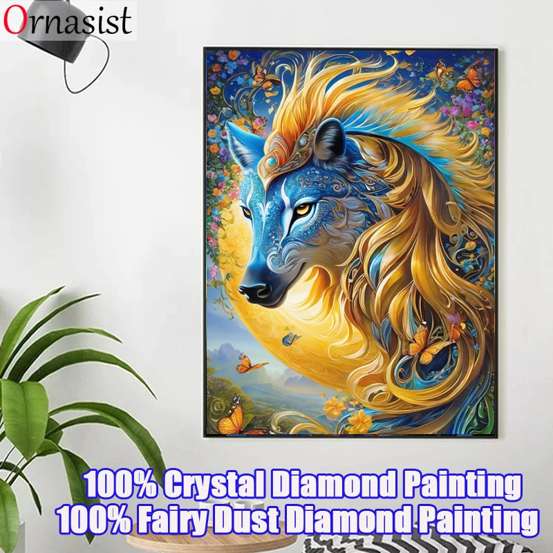 5D DIY 100% Fairy Dust Diamond Painting Animal Wolf Full Crystal Diamond Mosaic Rhinestone Embroidery Cross Stitch Handmade Gift