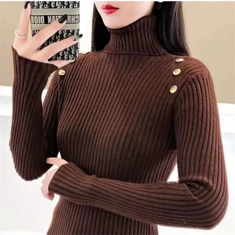 

2024 New Women's Sweater Autumn Winter Warm Turtlenecks Casual Loose Oversized Lady Sweaters Knitted Pullover Top Pull Femme