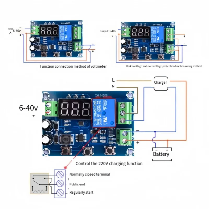 XH-M608 Storage Battery Charge Discharge Module Built-in Digital Voltmeter Undervoltage Overvoltage Protection Timed Charge Disc