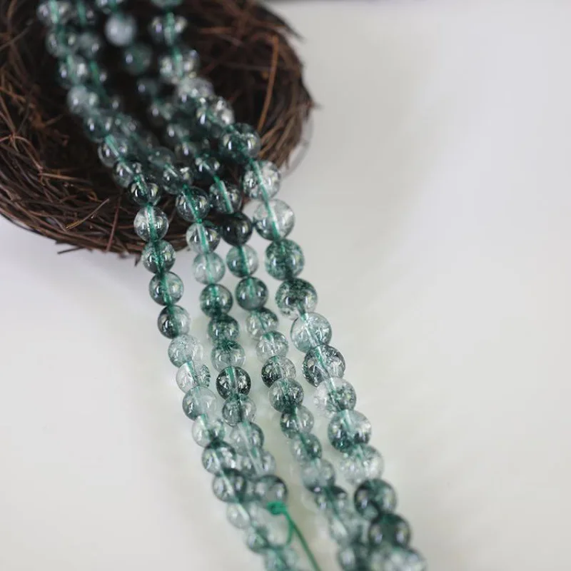 Green Natural Crystal String Green Ghost Guardian Energy Vitality Wealth Ball Men's and Women's Bracelet DIY Accessories