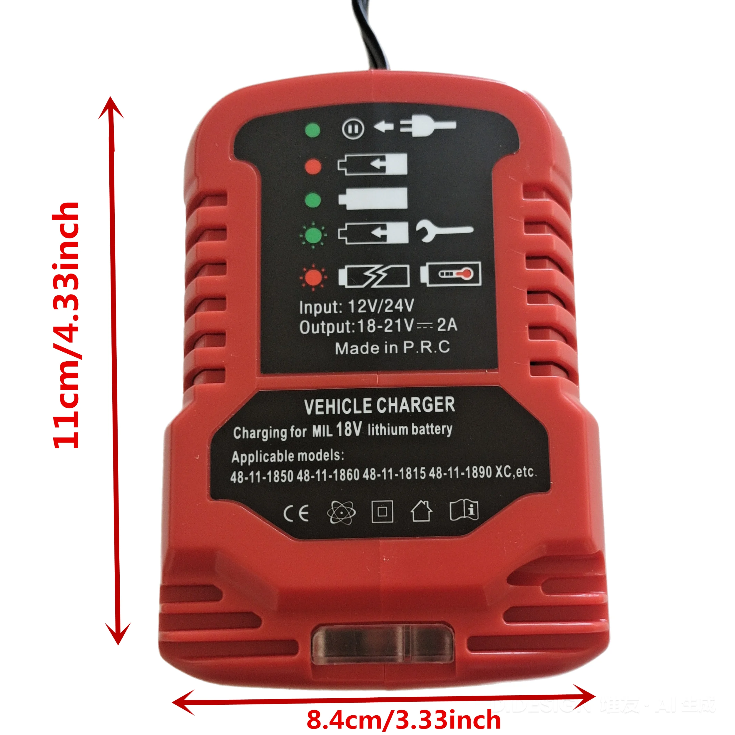 Mini Vehicle Charge Car Charger for Milwaukee 48-11-2401, 48-11-2402 18V Lithium ion Battery Charger Portable Charger Use on Car