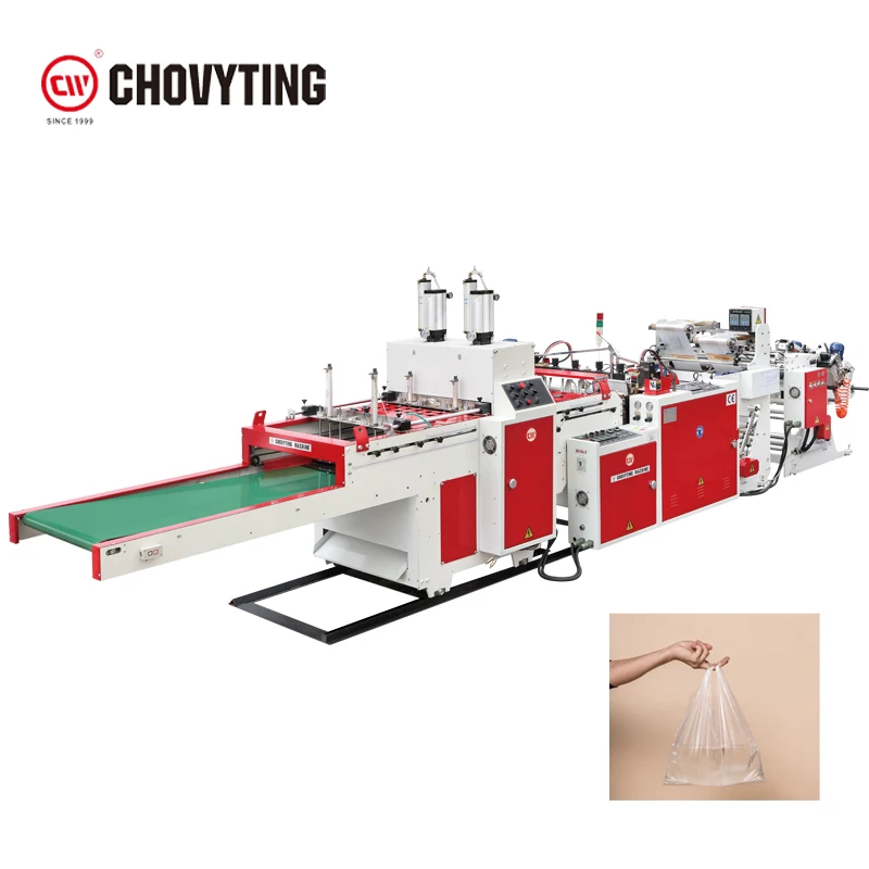 2  Automatic Super High Speed Vest Bottom Sealing with Handle Bag Making Machine