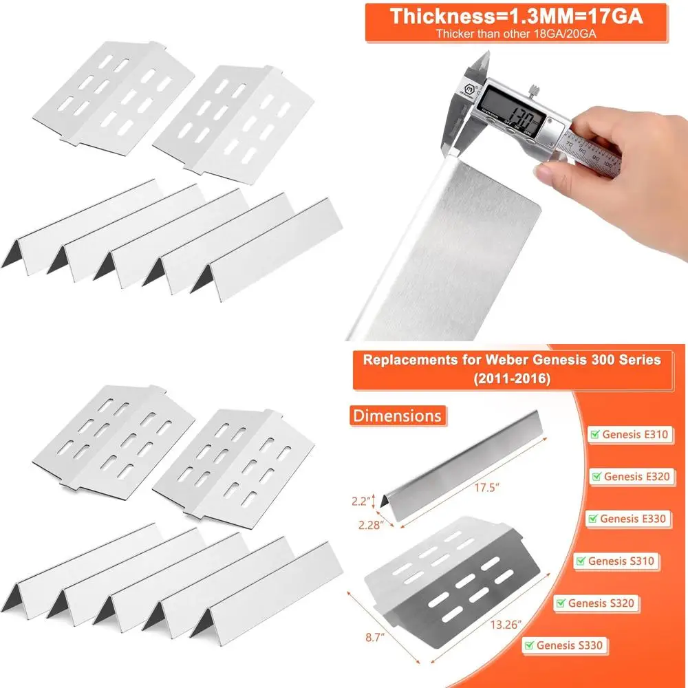 

Weber Genesis 300 Series 17.5 Flavorizer Bars & Heat Shields for Genesis E/S-310/320/330 Gas Grills (2011-2016), Stainless Steel