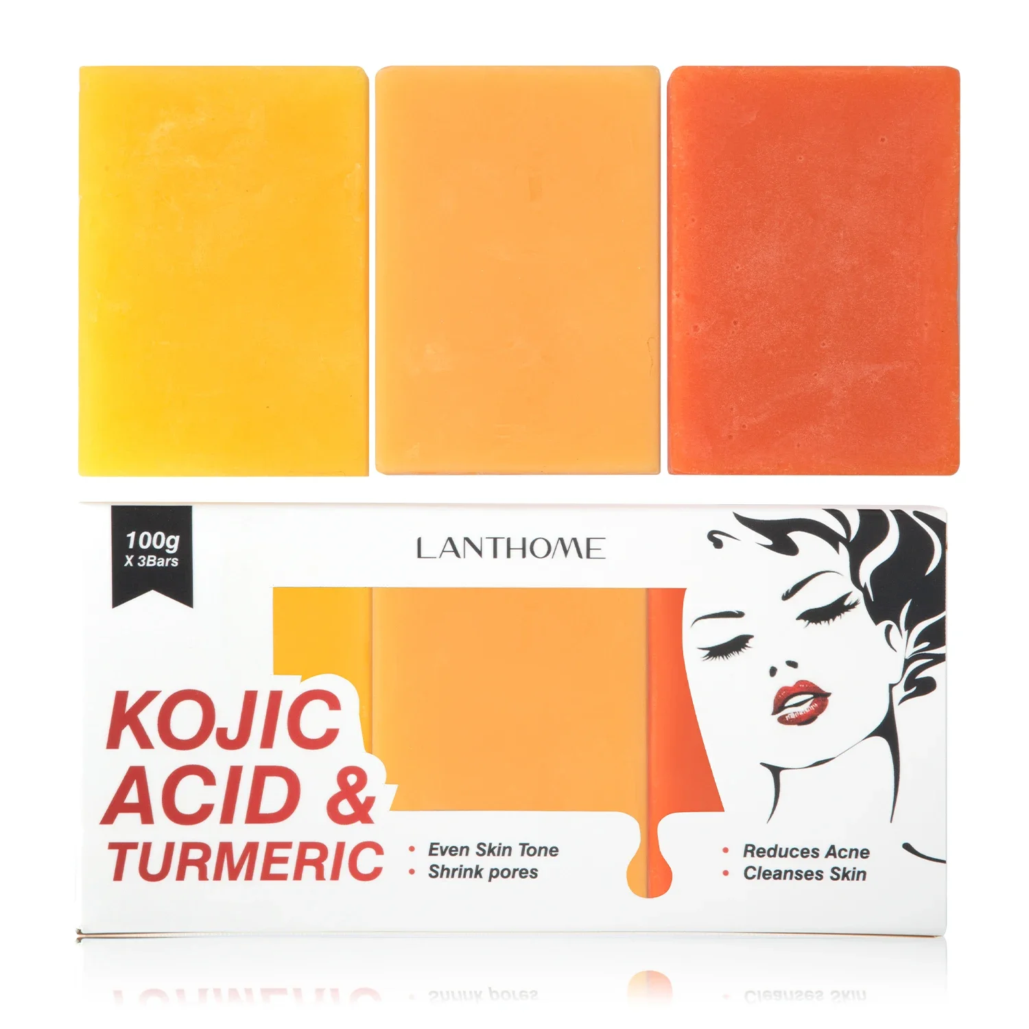 Kojic Acid Whitening Soap 2 PCS Kit Handmake Reduce Drak Spot Melasma Deep Clean Brightening Skin Lightening Smooth Moisturized