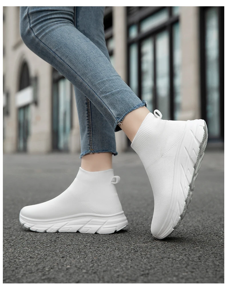 Unisex High-Top Laufschuhe für Männer und Frauen, Bequeme Atmungsaktive Strick-Sneaker, Rutschfeste Outdoor-Schuhe für Damen und Herren – Detail 9