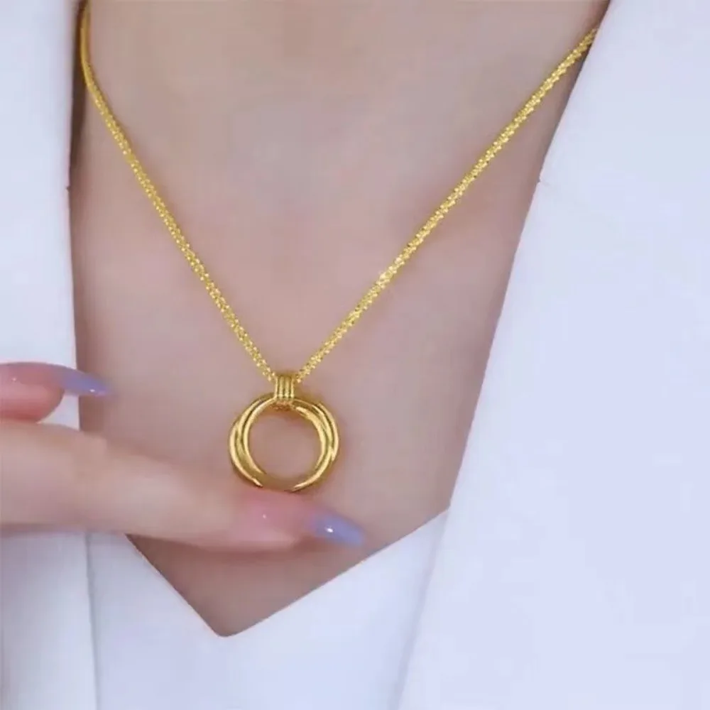 

Double Ring Cross Necklace Simple Double Ring European and American Style Collarbone Chain for Women