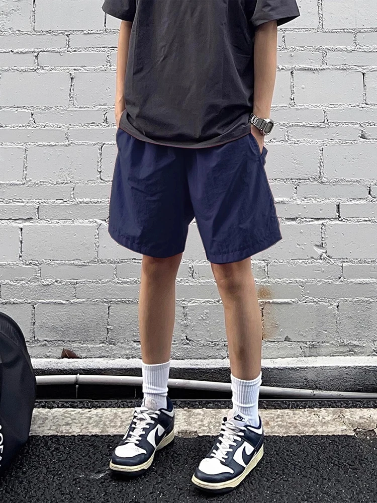 

Мужские летние тонкие леггинсы из ледяного шелка Qui Dry, пляжные спортивные брюки до колен, модные повседневные штаны из полиэфирного волокна