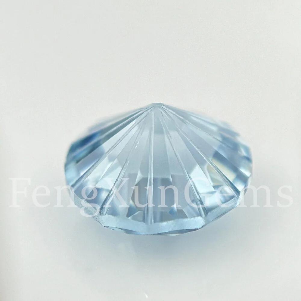 Round Fireworks Cut Lake Blue Brilliant 6~10mm Cubic Zirconia Loose CZ Gemstone 5A Quality for Jewelry Ring making