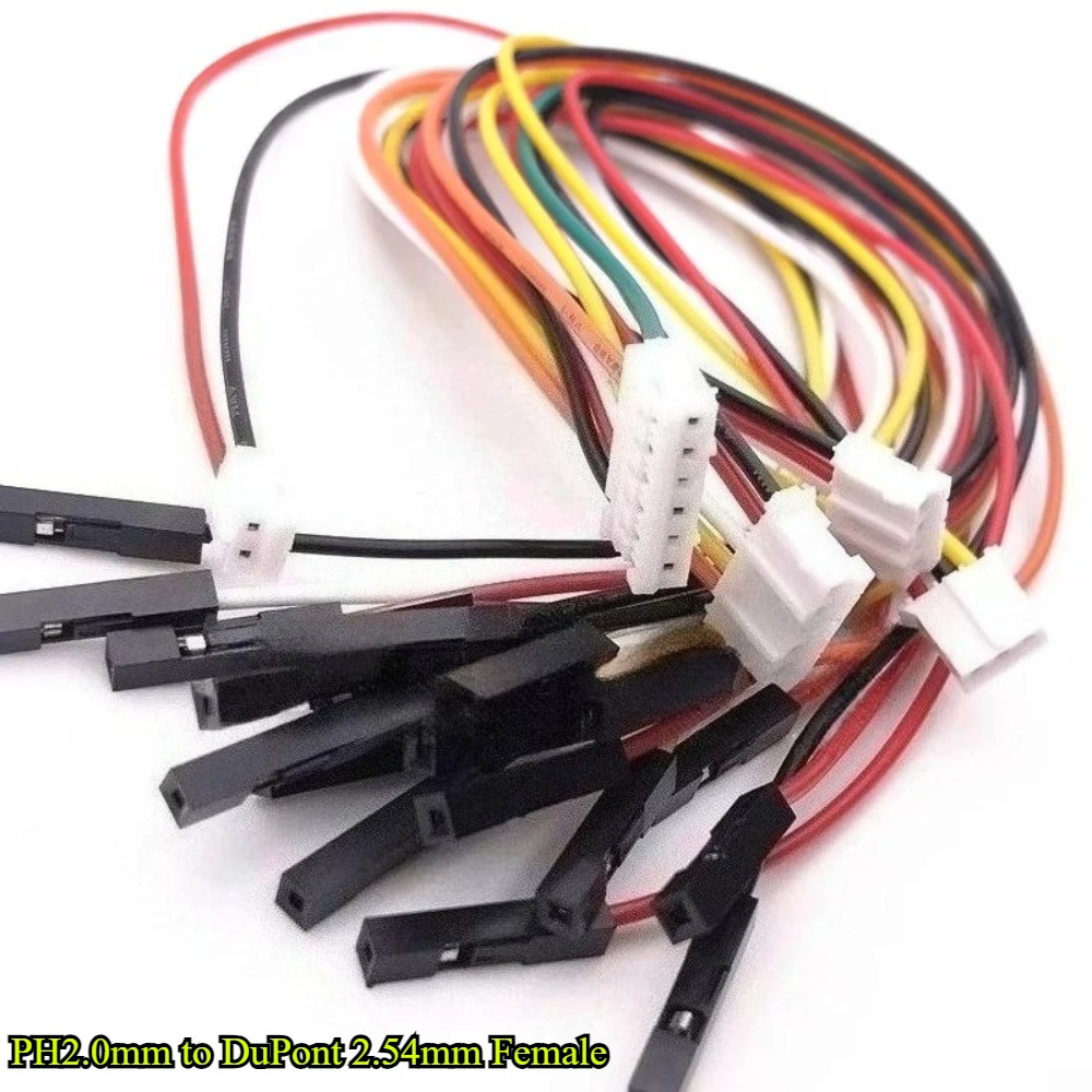 5/10/30/50Pcs/lot PH2.0mm 2P/3P/4P/5P/6P Male head to DuPont 2.54mm 1P Female wires Motherboard connection cable 20cm 26AWG