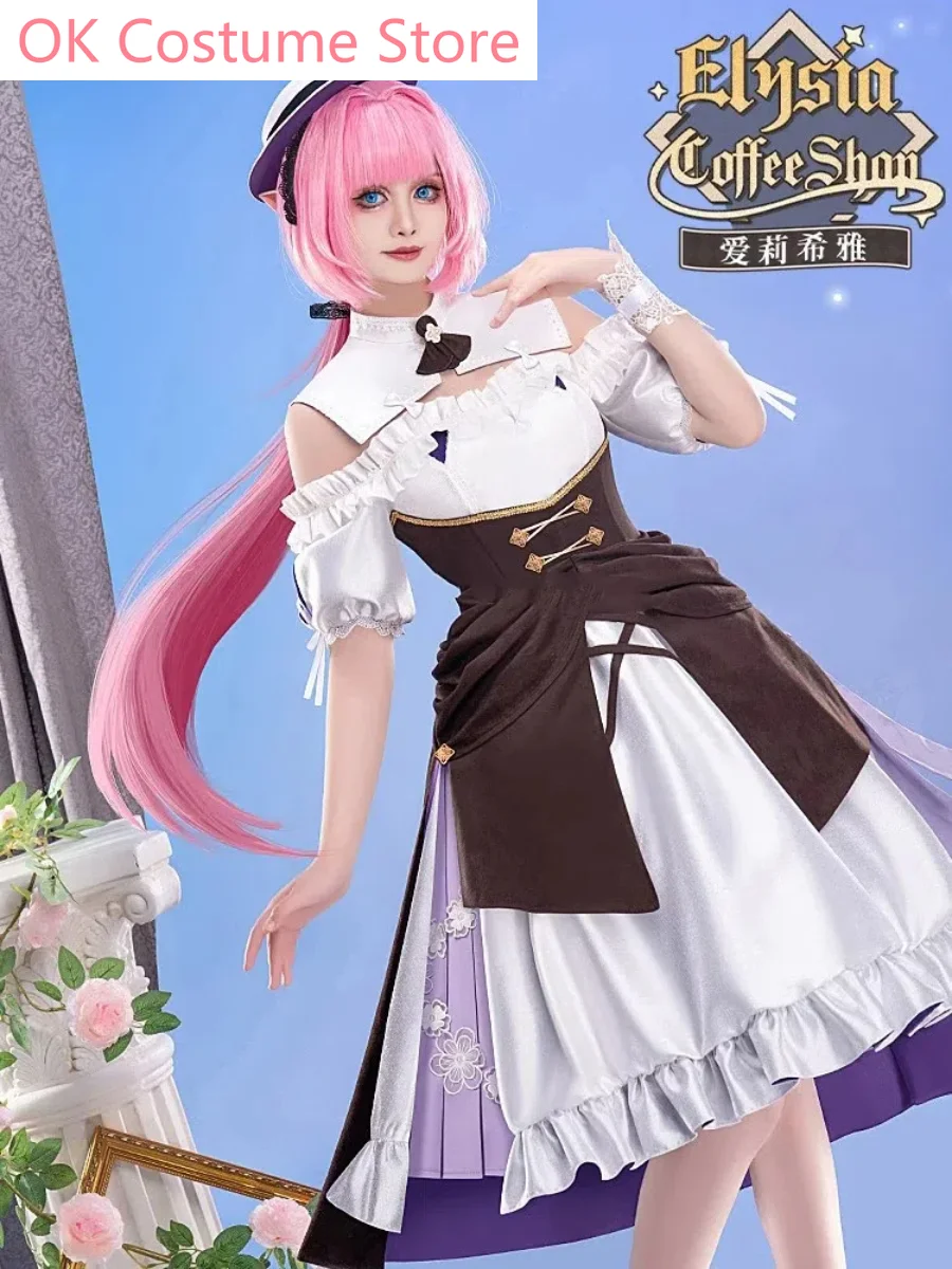 Honkai Impact 3rd Elysia Coffee Shop Sweet Memory Game Suit Elegant Dress Cosplay Costume Halloween Party Outfit Women