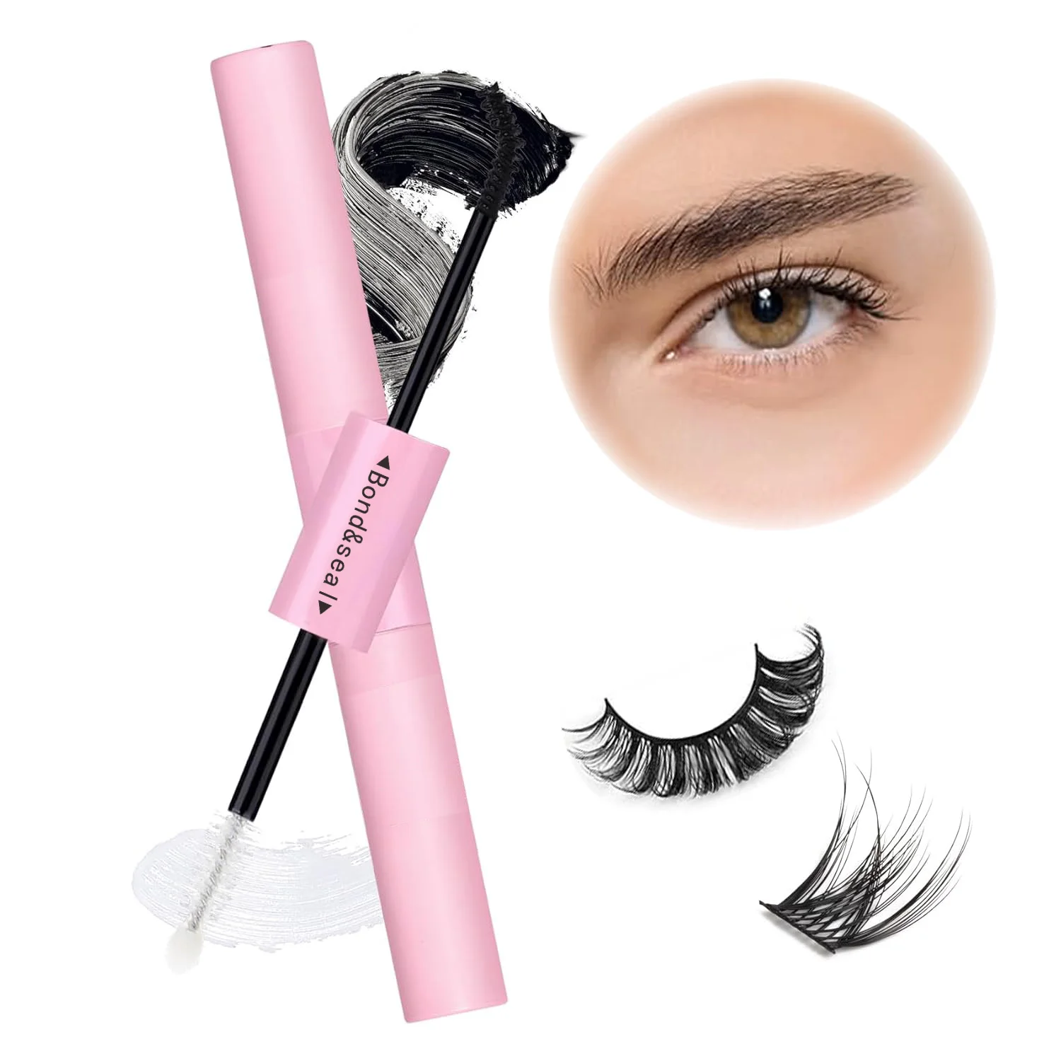 Eyelash Adhesive and Sealing Waterproof Glue, 72-Hour Long-Lasting Gentle Formula, Strong Cluster Glue for Eyelash Extensions