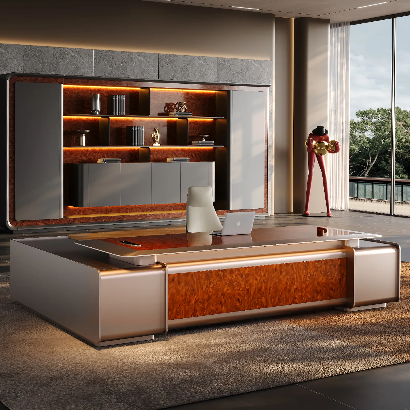 Complete Modern L-Shape Executive Desk Set with Storage Modular Wood Office Furniture for Home or Commercial Use