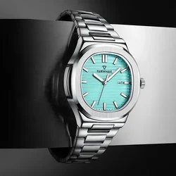 Mark Fairwhale Luxe Blauwe Horloges Mannen Automatische Datum Roestvrij Staal Klok Mode Waterdicht Quartz Aaa Polshorloj 2023 Reloj