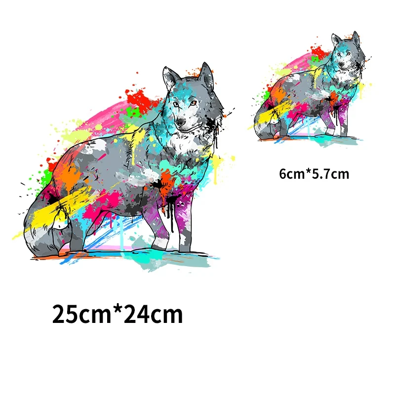 Fashionable Cartoon Animal Watercolor Printing Fusible Patch Lion Wolf Bear Rhino Deer Iron DIY Vinyl Clothing Heat Transfer